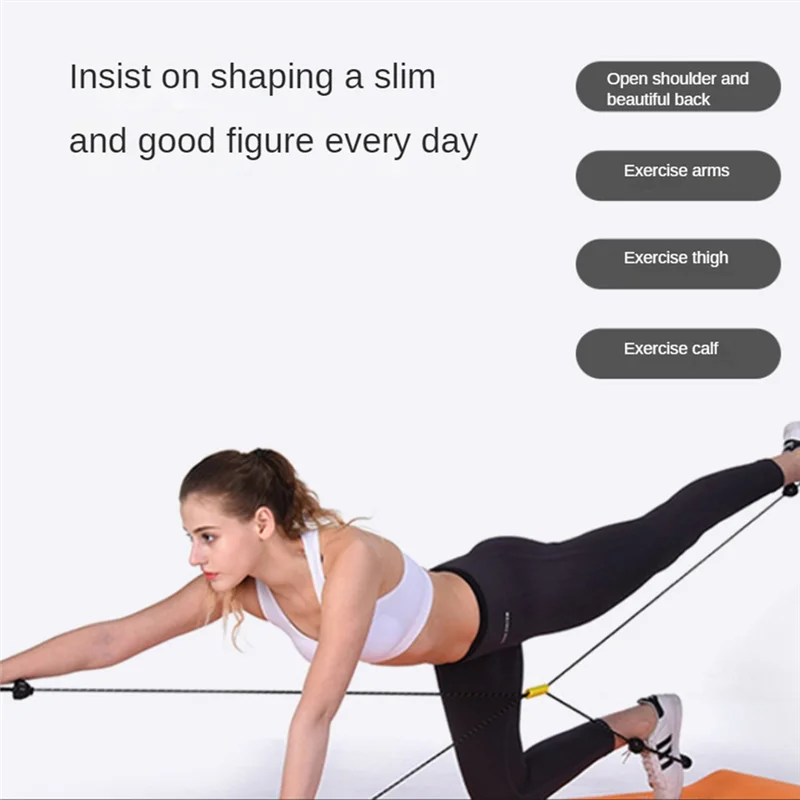 A18E-Pilates Reformer Resistance Band Kit معدات اللياقة البدنية المنزلية لتمرين الجسم بالكامل - تساعد على عضلات الهدف والنغمة #6