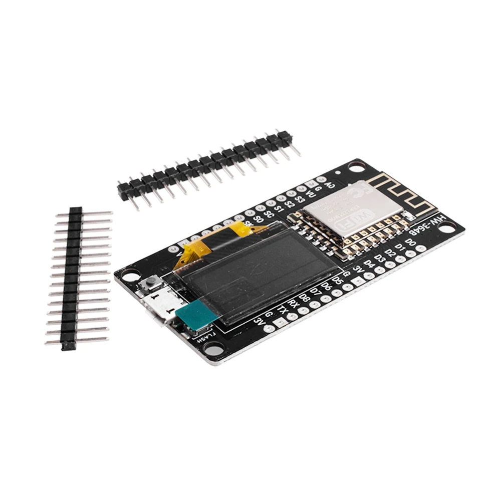 NodeMCU ESP8266 Development Board with 0.96 Inch OLED Display, CH340 Driver Module For Arduino IDE/Micropython Programming