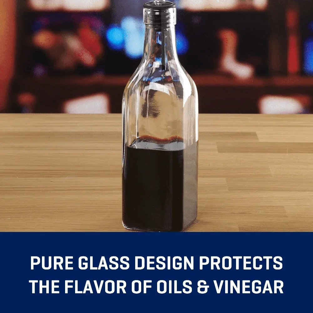 

4 упаковки, стеклянные бутылки для оливкового масла, уксуса, носик из нержавеющей стали, без капель, кухонный диспенсер для приправ, 11 унций