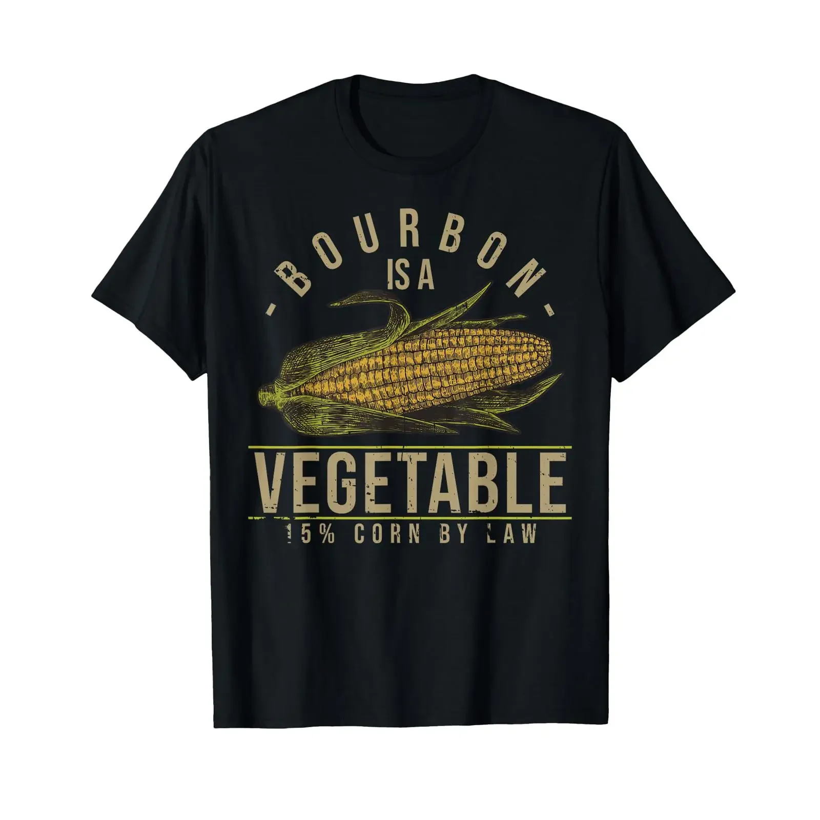 Bourbon Is A Vegetable 51 Corn By Law Funny T Shirt vintage Washed fashion Top For Everyday Wear Stylish homme Breathable