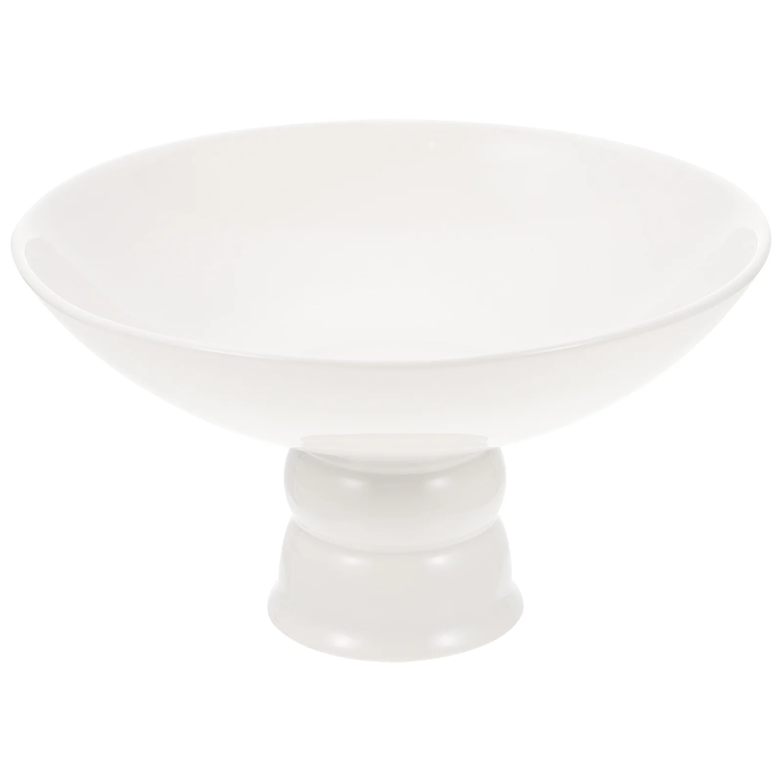 

1Pcs High Ceramic Fruit Plate White Premium Dessert Snack Dish for Home Hotel Serving Pudding Cake Storage Container