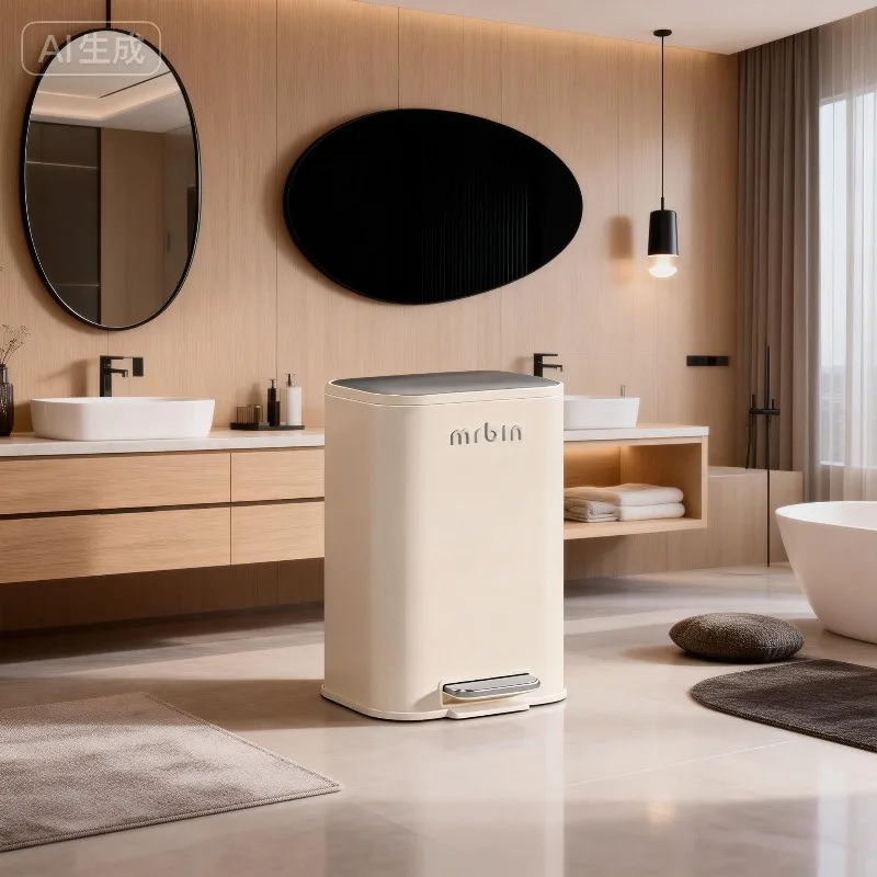 

Pedal Trash Can Kitchen Trash Bin Large Capacity Luxury Living Room Litter Bins Rectangular Stainless Steel Dustbin with Lid