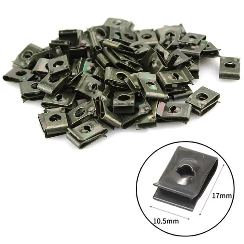 10-100Pcs Car Metal Screw Fastener U-Type Clips Anti-Rust Clamp Fastener Bumper Fender Trim Panel Fastener Board Clip Accessorie