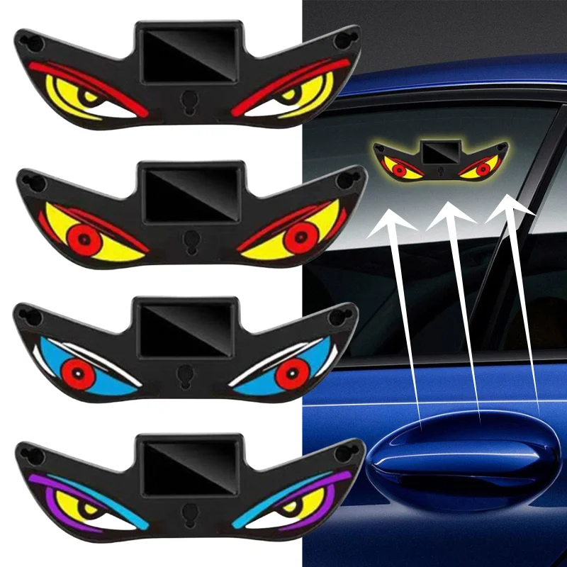 Car Solar Devil's Eye Light Rear Window Anti Rear End Collision Warning Light Universal LED Dynamic Neon Light Car Accessory