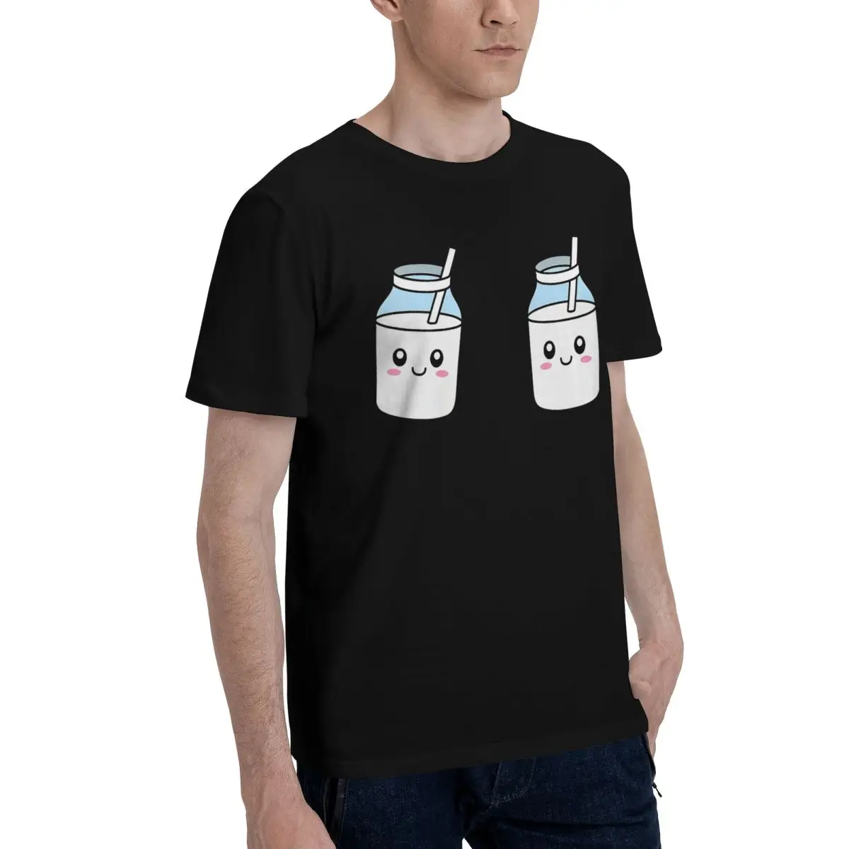 Cute Milk Bottle Friends Motion Tshirt Top quality Leisure Title Funny Graphic USA Size