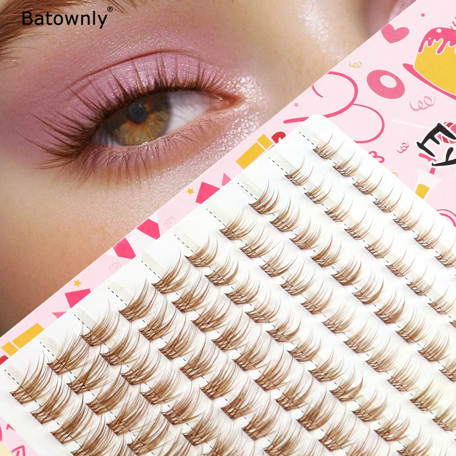 120 Cluster, braune künstliche Wimpern, natürlich flauschig, fächerförmige Wimperncluster, bequem und leicht, süß und niedlich, geeignet für das tägliche Make-up, großes Volumen, für Anfänger