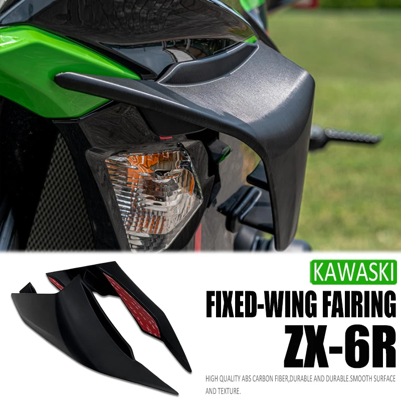 

For Kawasaki ZX-6R ZX6R ZX-636 Motorcycle Carbon Fiber Fairing Components Pneumatic Wing Kit Fixed Wing Fairing Wing 2019-2023