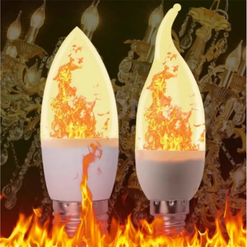 2024 New LED Dynamic Flame Effect Fire Light Bulb E27 E14 LED Corn Bulb Creative Flickering Emulation LED Lamp Light