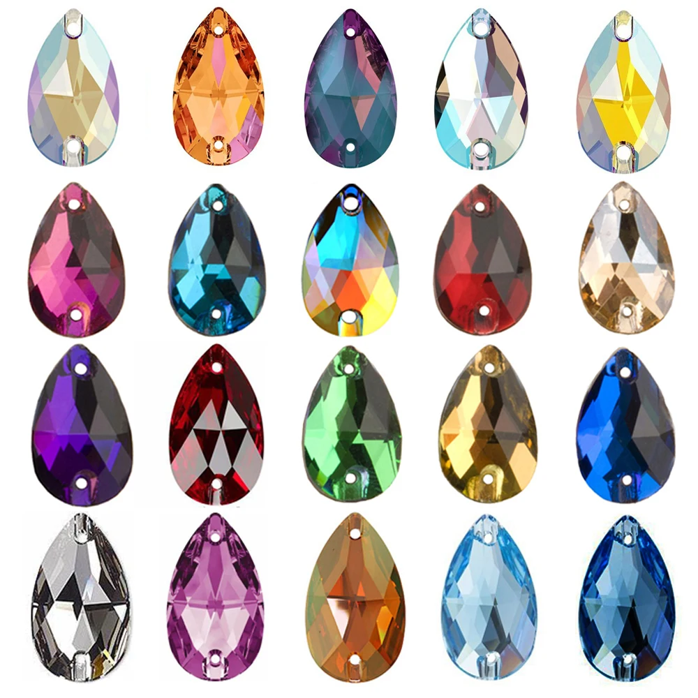 New Rhinestones For Needlework Sewing Stones Tear Drop Sew On Rhinestones For Dress Decoration,Bags,Figure Skating Garment