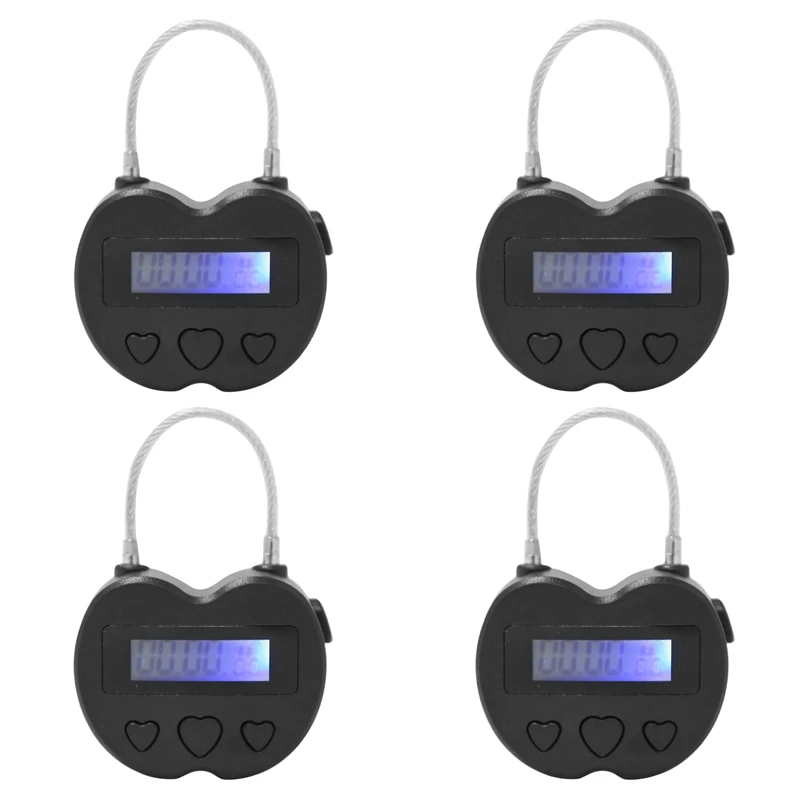 4X Smart Time Lock LCD Display Time Lock Multifunction Travel Electronic Timer,USB Rechargeable Temporary Timer Padlock