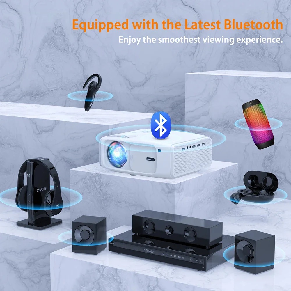 Ginger Projection Spectrum, Wifi, Bluetooth, Wiata, US 1080p, Full HD, QurSpectrum, Portable, 8500 Lumens, Retroproject, Supporte la Ration 4K, 4P