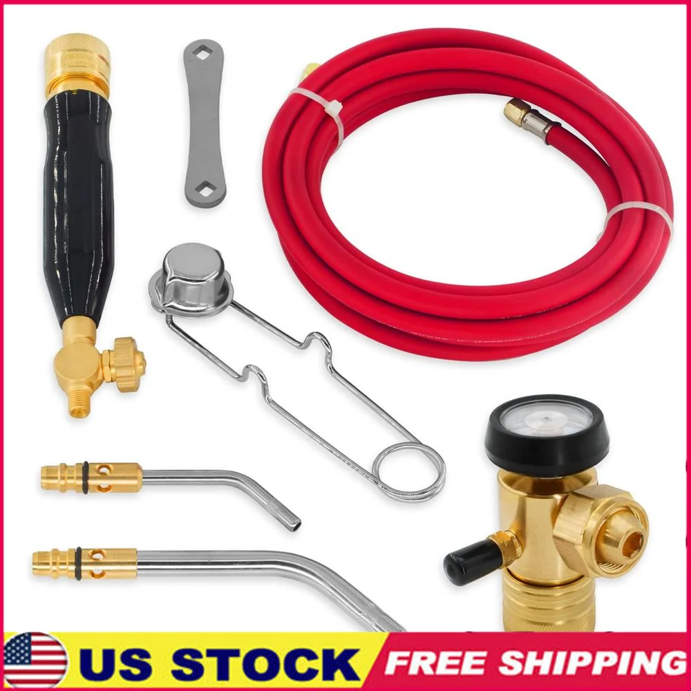 Professional Brass Air Acetylene Torch Kit with Quick Disconnect Tips and Regulator AR-B Regulator G-4 Handle AH-12 Hose A-3 &