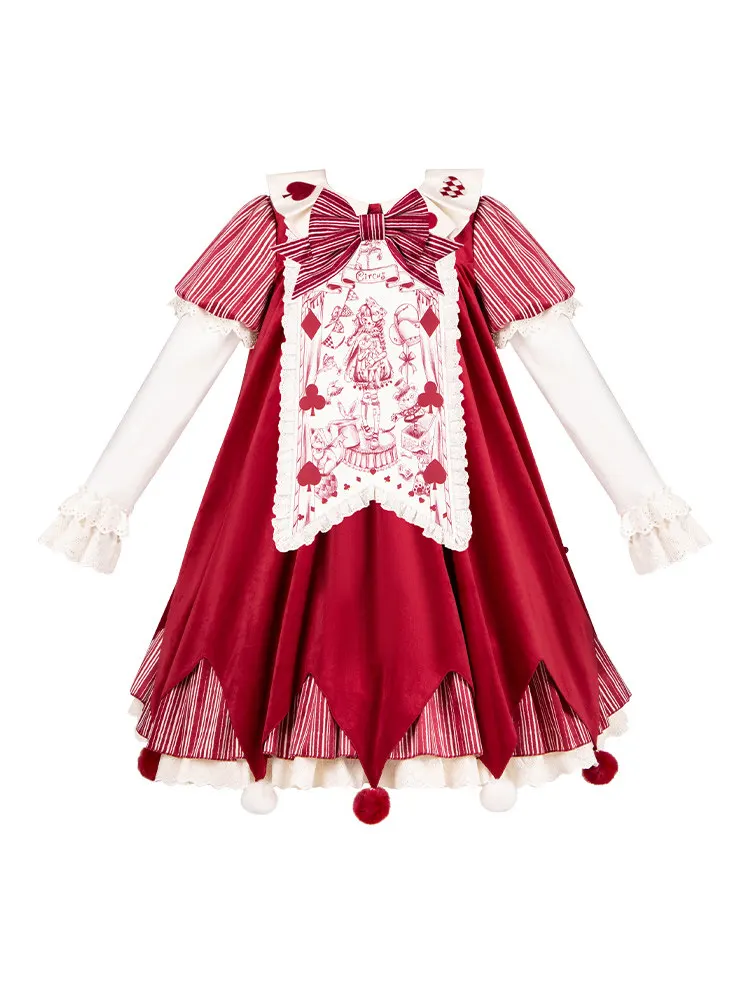 With Puji Letter And Poem · Doll Mask Clown Op Loose Sack Dress Japanese Lolita Retro Gothic Cute Princess Dress Set view 5