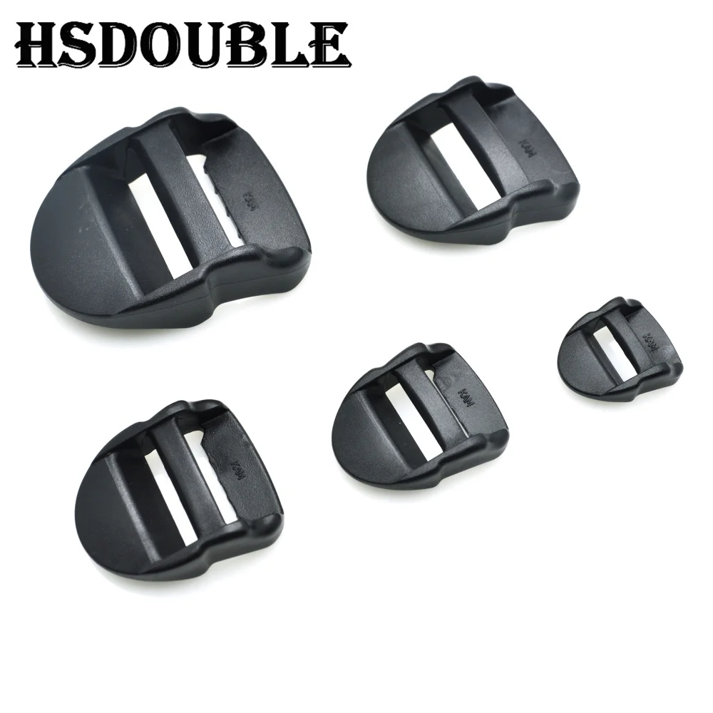 10 Pcs/Pack Ladder Lock Slider Plastic Buckles Backpack Straps Black Webbing 15-38mm