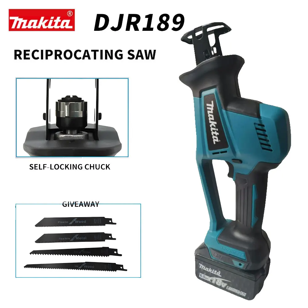 

Makita 18V Electric Reciprocating Saw Cordless Rechargeable Multifunction Saw Wood Metal Cutting Wireless Power Tool Makita