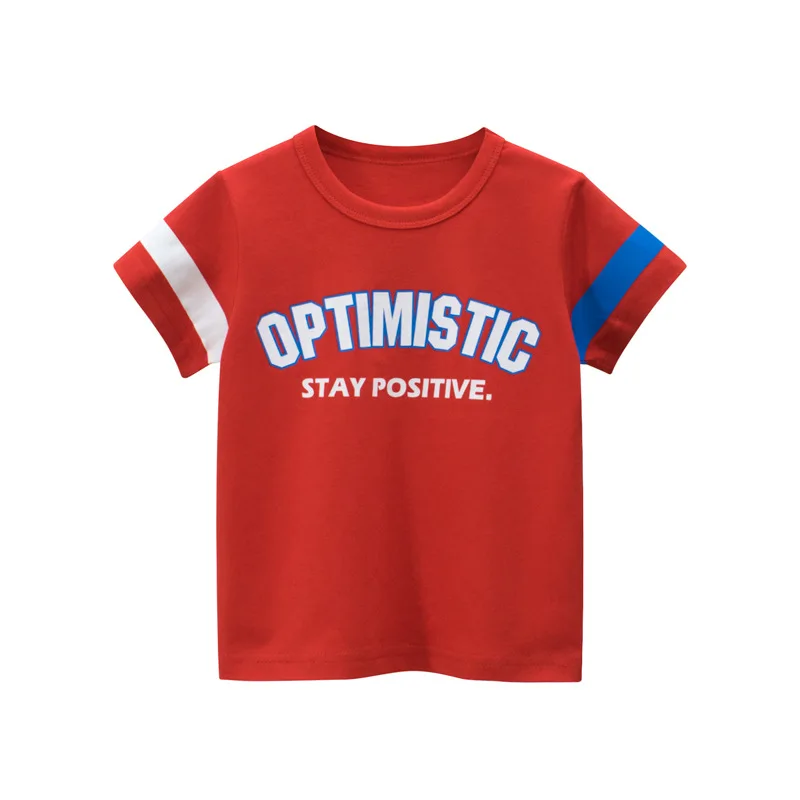 2022 Summer Children Short Sleeve T-Shirts Clothes for Boys Girls Positive Energy Letter Tops Baby Tees Bottoming Shirts