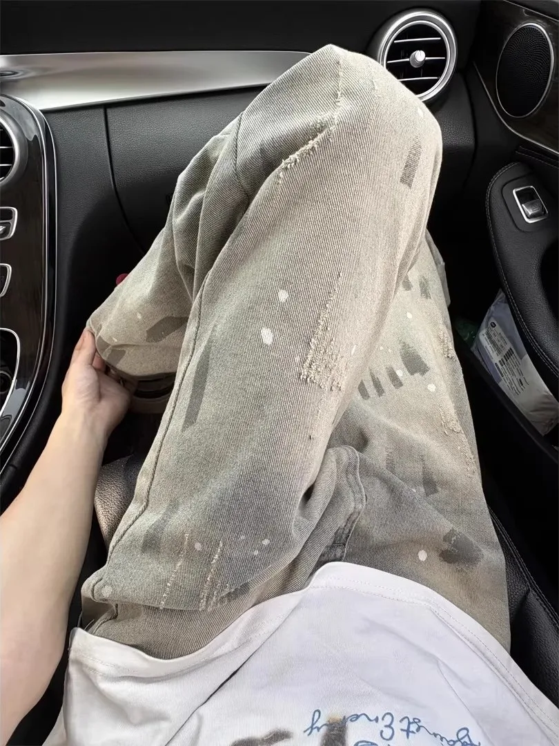 

Retro American Loose Straight Leg Men's Jeans Dyeing Trendy Boys Long Pants New Style Youthful Popular Water Washed Denim