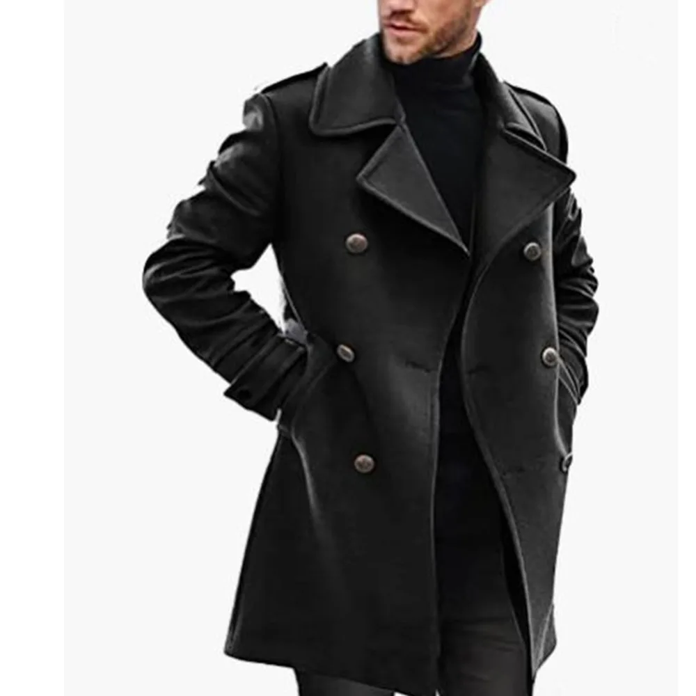 Men's Winter Coat Woolen Men's Coat 2024 New Autumn And Winter New Warm And Thick Coat Solid Color Fashion Long Down Coat