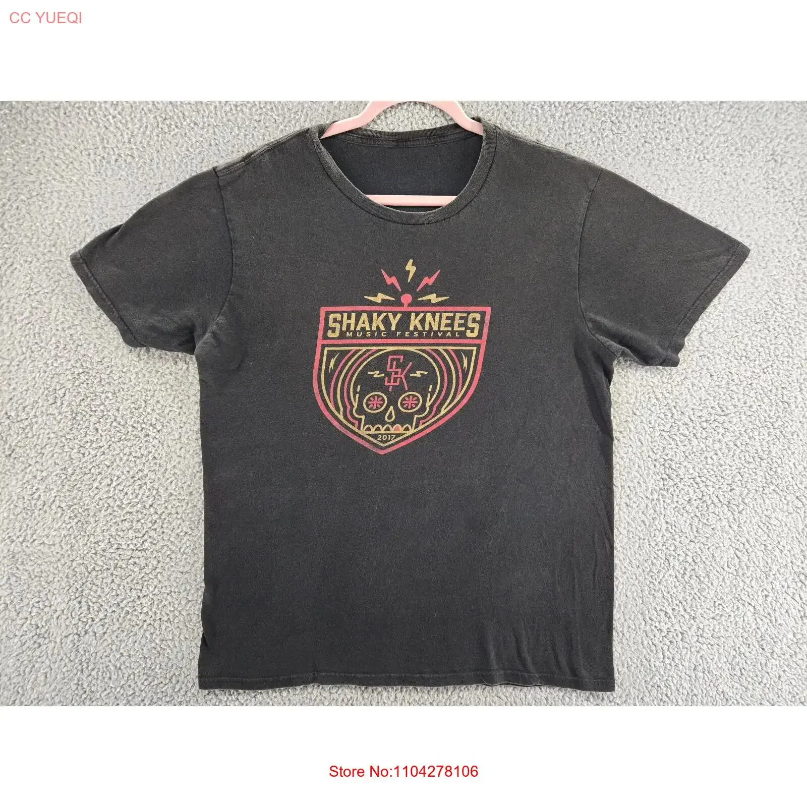 Shaky Knees Music Festival T Shirt Mens L Brown 2017 LCD Soundsystem The XX vintage Washed graphic Casual Top For Everyday Wear