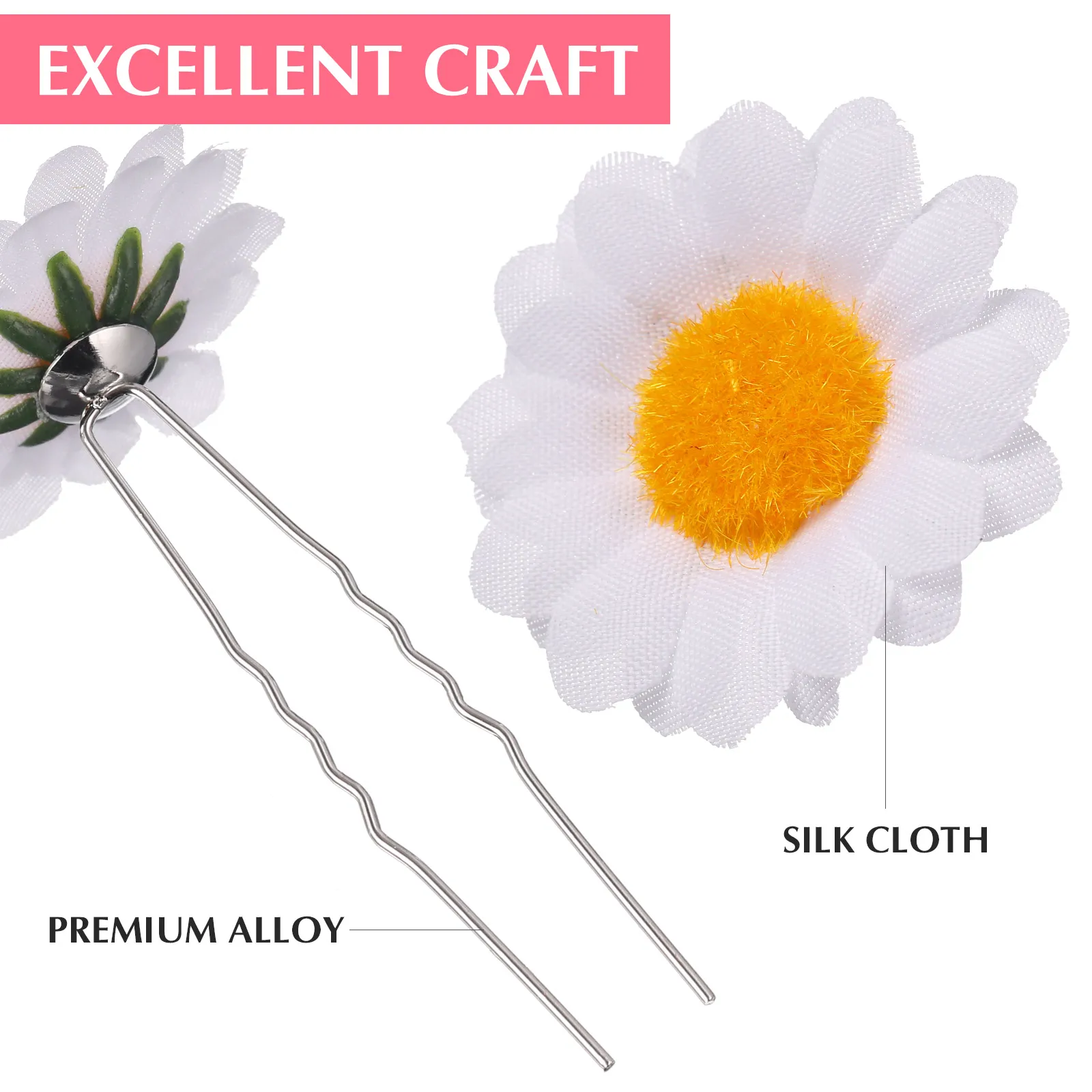 

12 шт., заколки для волос с белыми ромашками, заколки с искусственными цветами для малышей, шелковая ткань, реалистичные декоративные инструменты для прически для свадебной вечеринки