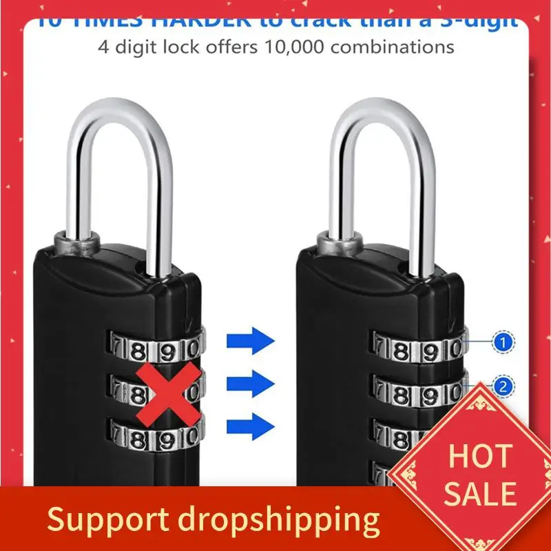 

B44C Combination-Padlock 4-Digit-Gym-Locker-Lock - 8 PCS Resettable Combo Lock For Toolbox School Employee Locker