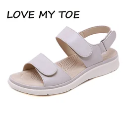 Women's Sandals Summer 2024 Casual Non-Slip PU Comfortable Elastic Soft MD Platform Wedges High Heels Walking Beach Shoes Woman