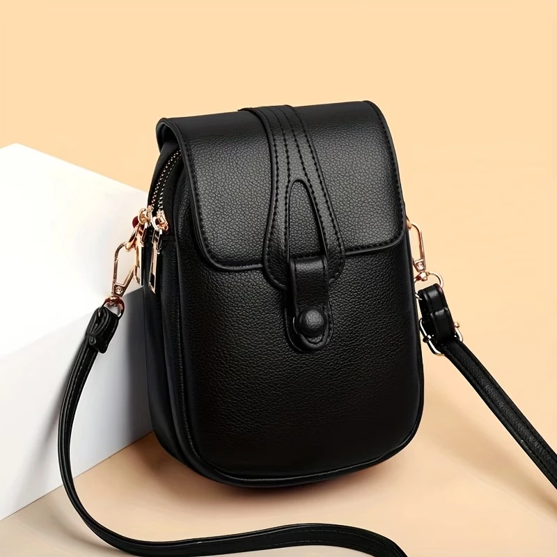 Damen Mini-Handytasche aus PU-Leder, kleine Umhängetasche, mehrfarbig, lässig, leicht, Handytasche für den täglichen Gebrauch und Reisen – Detail 3