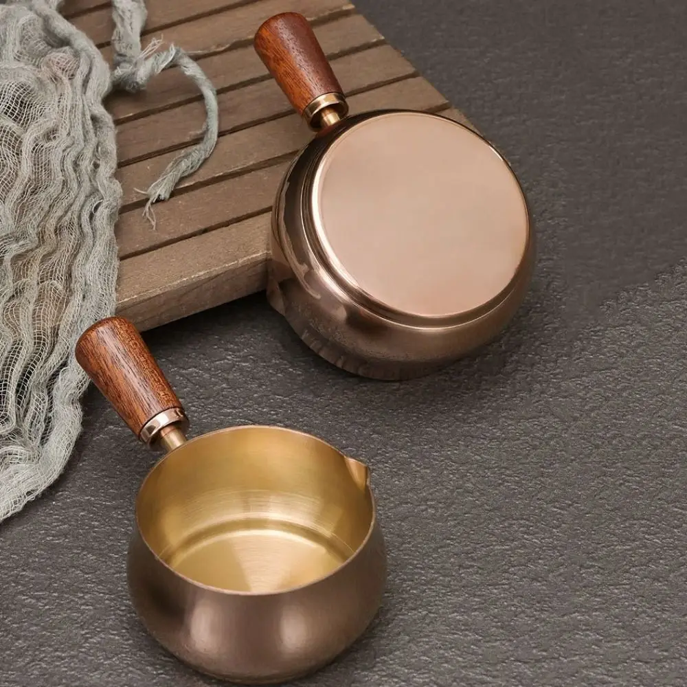 304 Stainless Steel Sauce Pan Wooden Handle 60ml/120ml/180ml Seasoning Cup Reusable Measuring Spoon Steak