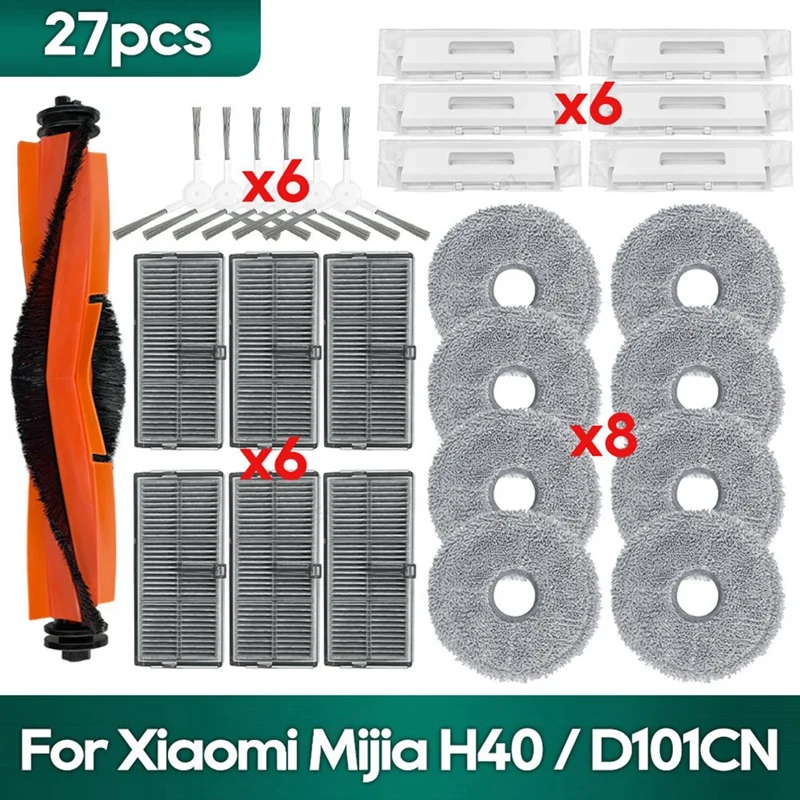 

Hot SV-For Xiaomi Mijia H40 / D101CN Accessories Main Side Brush Hepa Filter Mop Cloths Dust Bag Replacement Parts