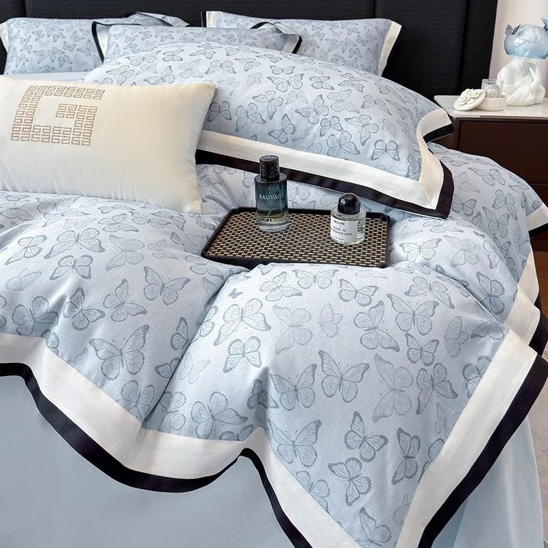 Svetanya Brushed Egyptian Cotton Butterflies Print Bed Linens Bedding Set Sheet Pillowcase Duvet Cover