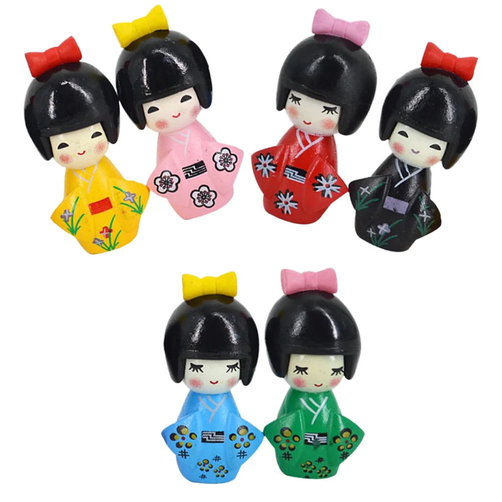 6 Pcs House Kimono Ornaments Japanese Household Decoration Decorate Girl Lovely Toys Creative Child