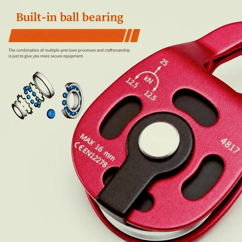 Climbing Self-locking Ascender Pulley, Load-bearing Lifting Pulley with Automatic Locking Function