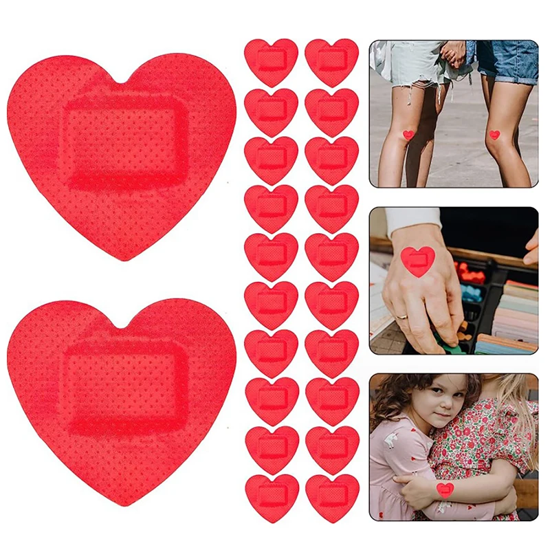 5/20 Pcs Pad Hydrocolloid Dressing Red Heart Shaped Bandage Heart-shaped Self-adhesive Wound Patches First Aid Gauze