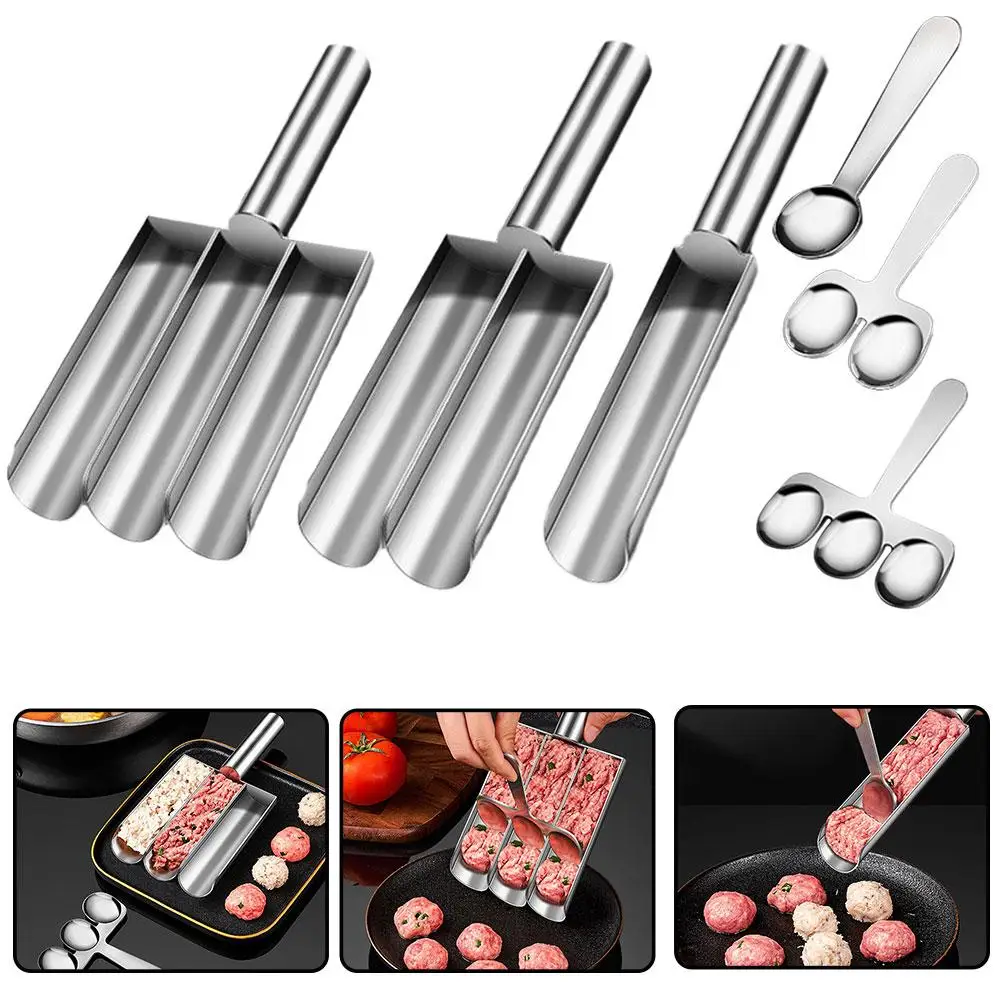 Meatball Machine Stainless Steel Kitchen Manual Meatball Mold Portable Maker Food Meatball Cookie Machine Grade Dough Meatb J7D3