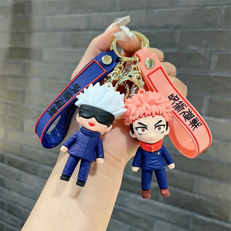 Cartoon Jujutsu Kaisen Cosplay keychain Gojo Itadori Fushiguro Kugisaki Sukuna Kawaii Doll Keyrings for Bag Pendant Key Holder