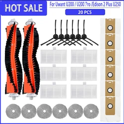 Roller Side Brush HEPA Filter Mop Rag Cloth For Uwant U200 / U200 Pro / Edison 2 Plus U250  Vacuum Cleaner Spare Parts