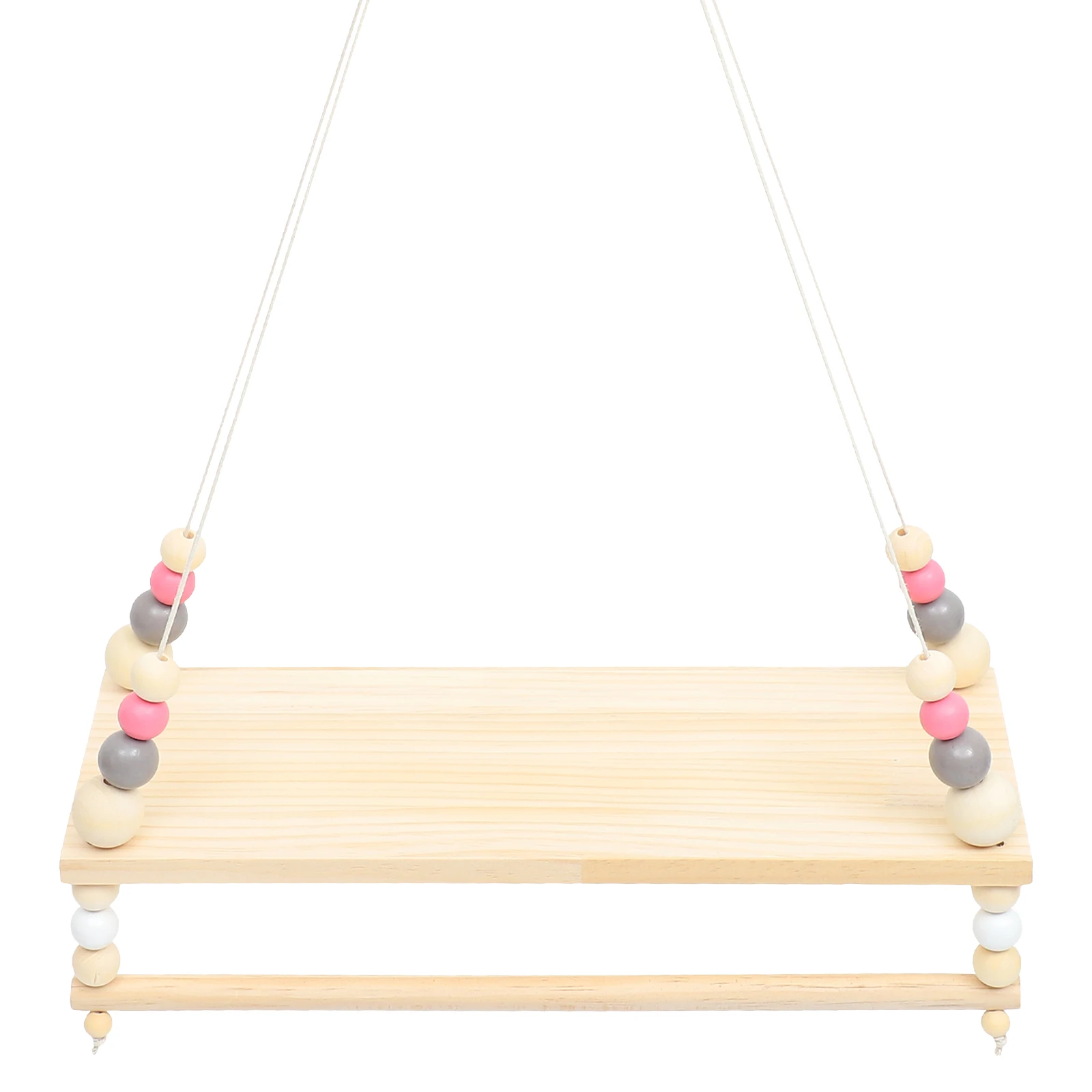

Wooden Beads Storage Board Double layer Nordic Style Children Room Hanger Rack Shelf Wall Hanging Gray Pink Natural Color Boho