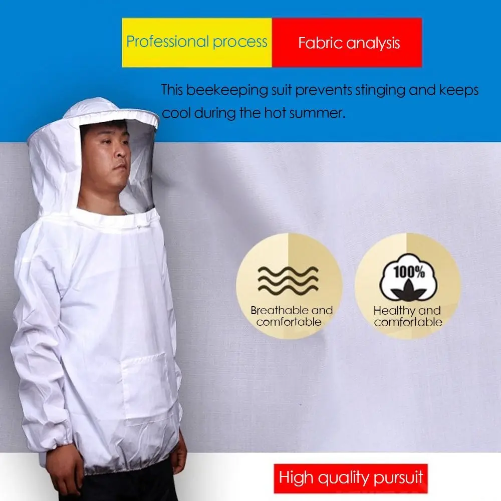 Bee Protective Clothing Anti-Bee Jacket Bee Keeper Suit Beekeeping Veil Hood Jacket Outfit Hat