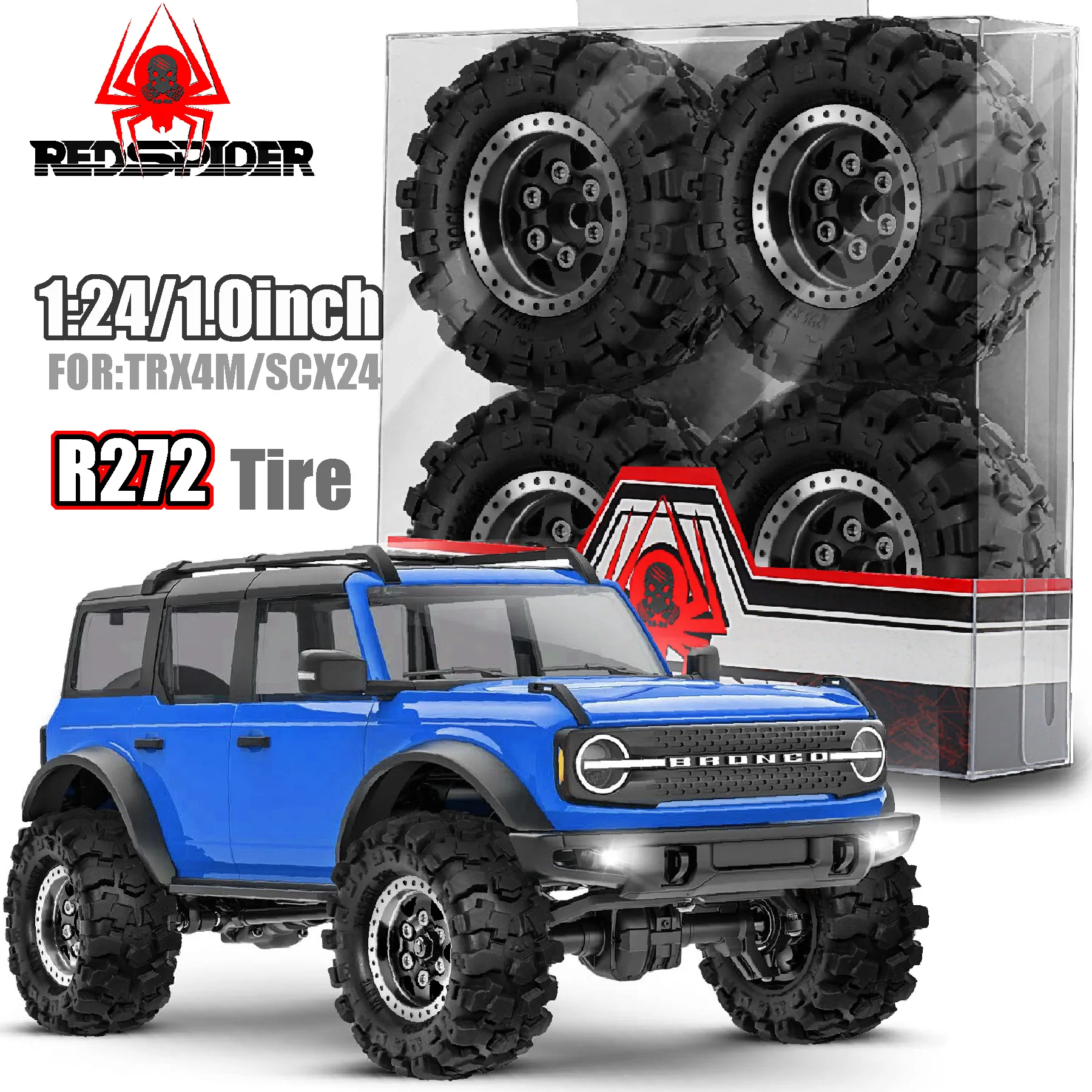 1.0 Beadlock Wielbanden RC Modder Terrein Crawler Banden Set voor 1/24 1/18 Crawler Axiale AX24 SCX24 FMS FCX24 TRX4M
