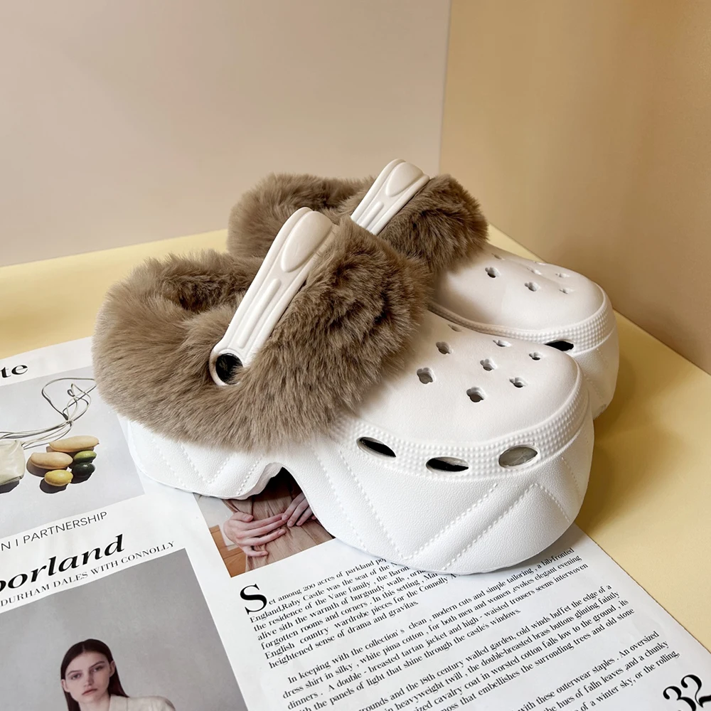 

Women's slippers 7CM high platform garden fashion cotton wooden shoes women's slippers platform EVA sandals winter girl slippers