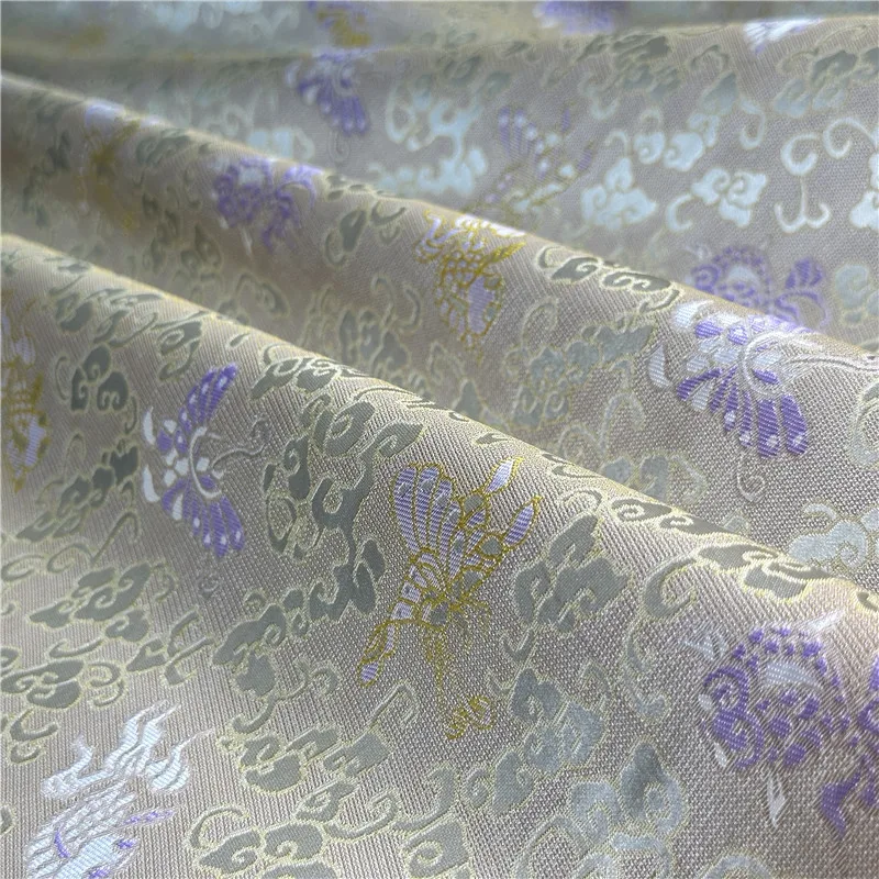 Pink Embossed Jacquard Brocade Fabric New Chinese Style Hanfu Memory Silk Yarn-Dyed Breathable Luxury Custom Material Dresses