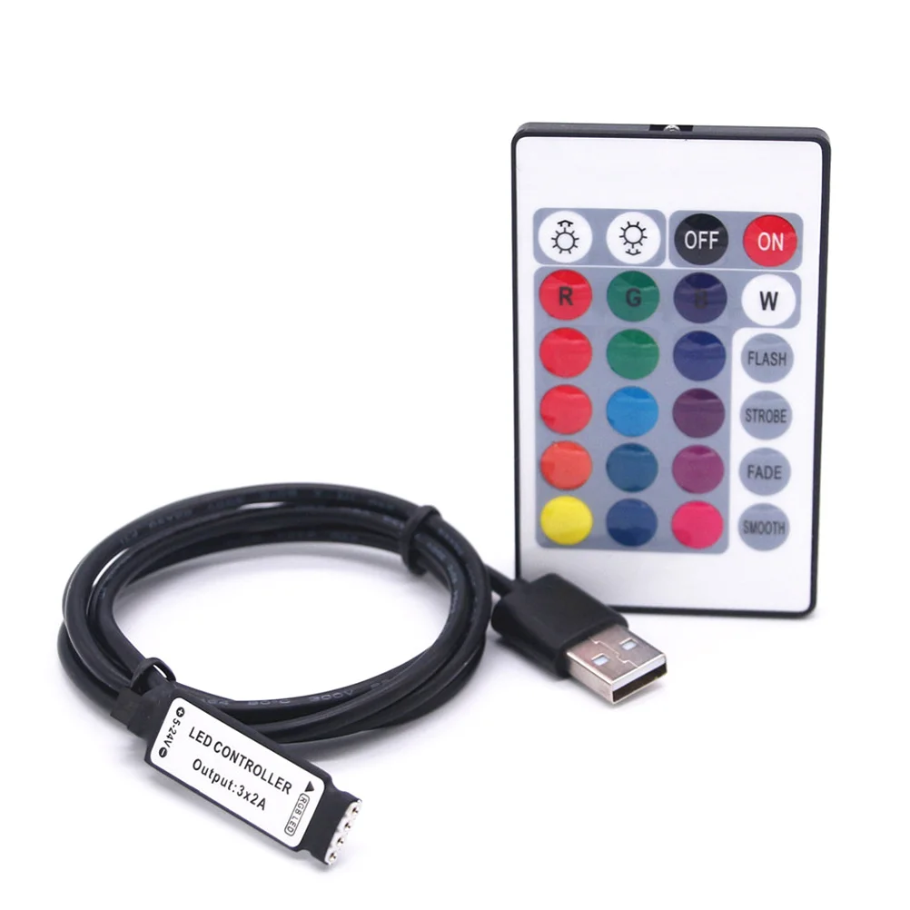 

2Pcs Wireless Rgb LED Controller USB Mini Infrared Remote Control LED Light Controller Adjustable Brightness Mode