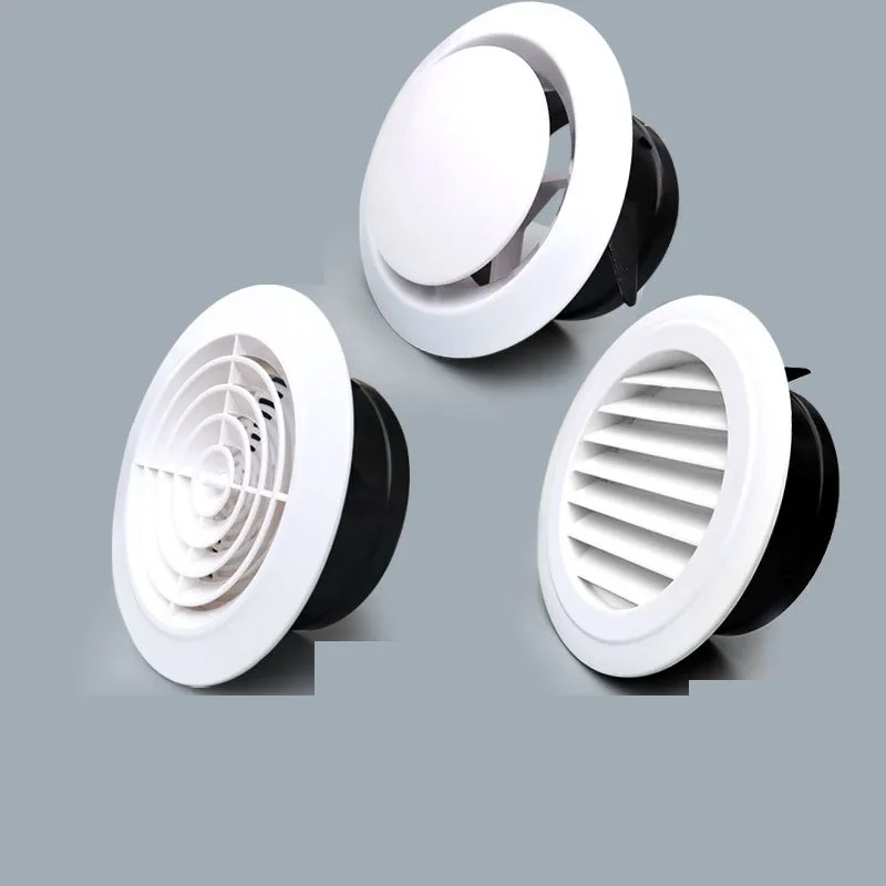 Plastic Fresh Air Outlet Circular Fresh Air System Central Air Conditioning Outlet Adjustable Louver Ventilation Exhaust