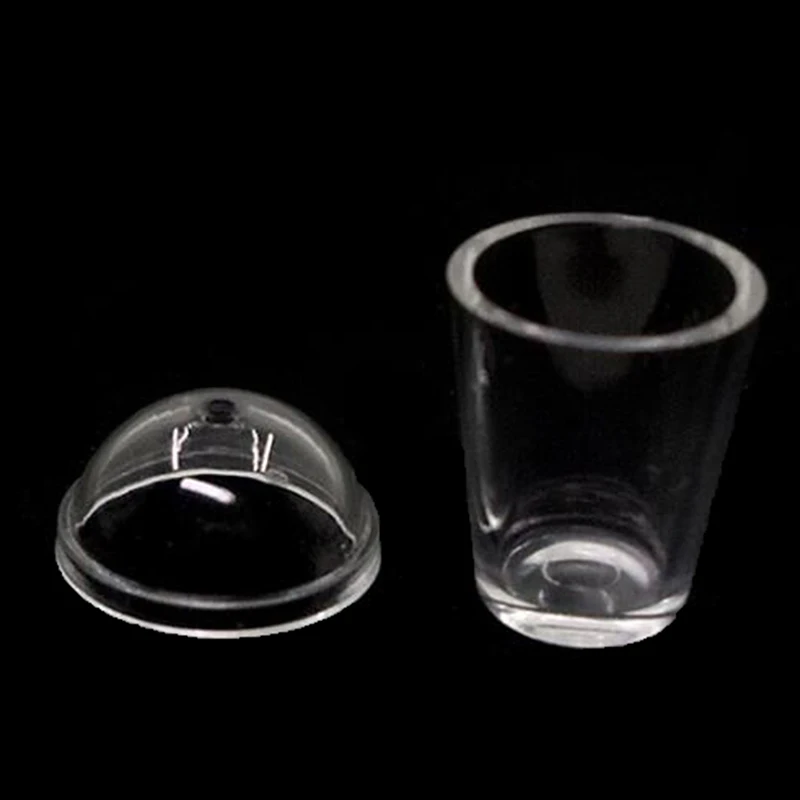 

2Pcs 1:12 Dollhouse Accessories Miniature Transparent Straw Lid Cup Model Toys DIY Simulation Kitchen Toys for Baby