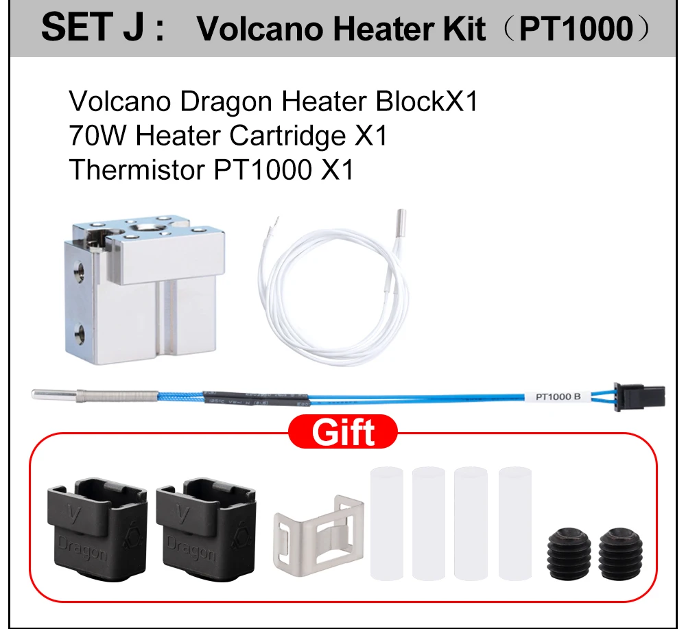 Trianglelab Dragon Ace Hotend-Teile: Kühlkörper, Heizblock, Heatbreak, Heizpatronen, Thermistor PT1000, 104NT-4, Thermoelemente K500 – Detail 17