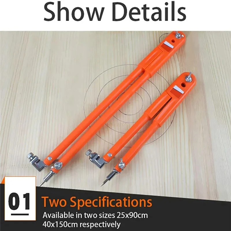 ABUH-Large Diameter Adjustable Dividers Marking And Scribing Compass For Woodworking Carpenter Precision Pencil Compasses