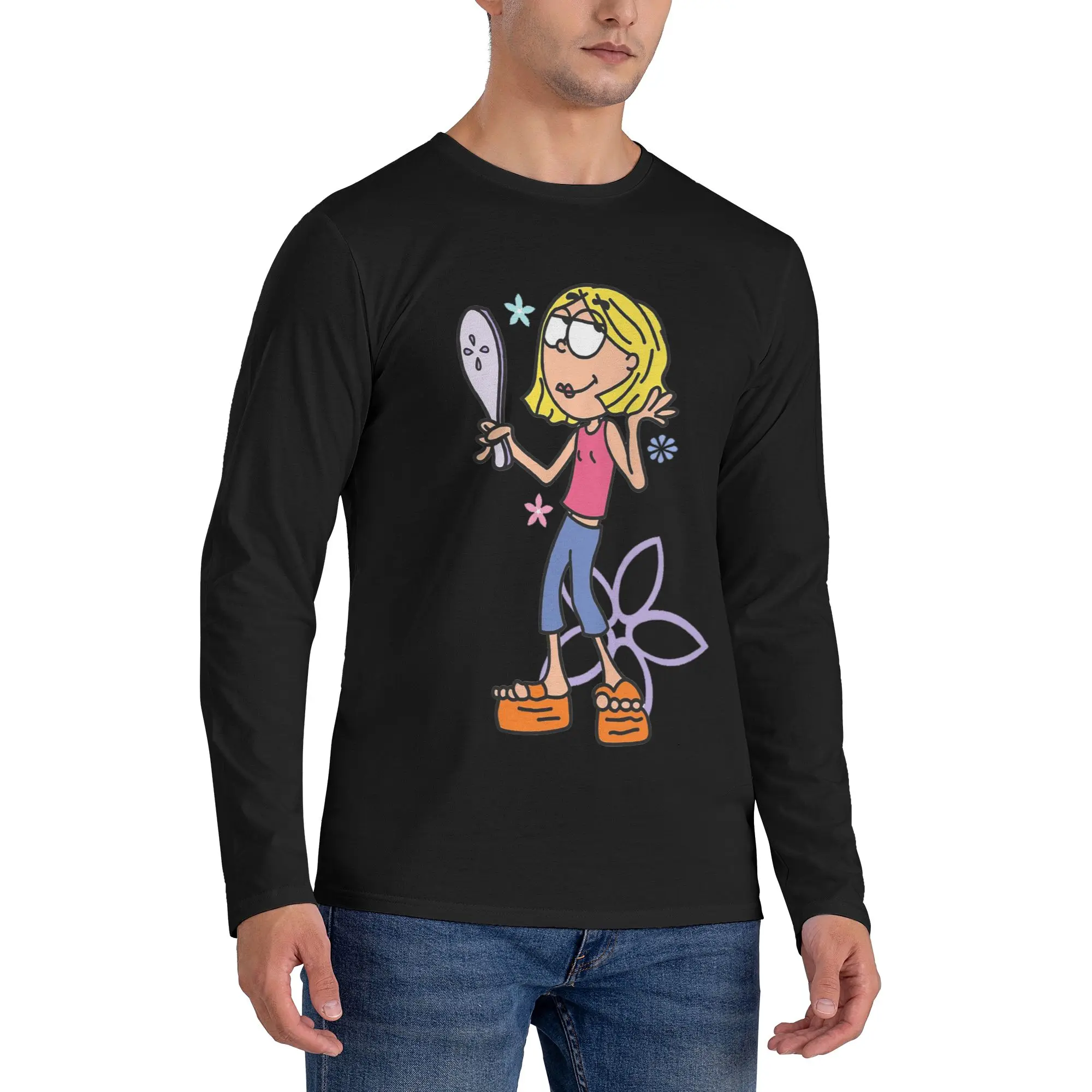 

Lizzie Mcguire Cartoon Men's Long Sleeved T-shirt Casual Round Neck T shirts Spring and Autumn Men tops