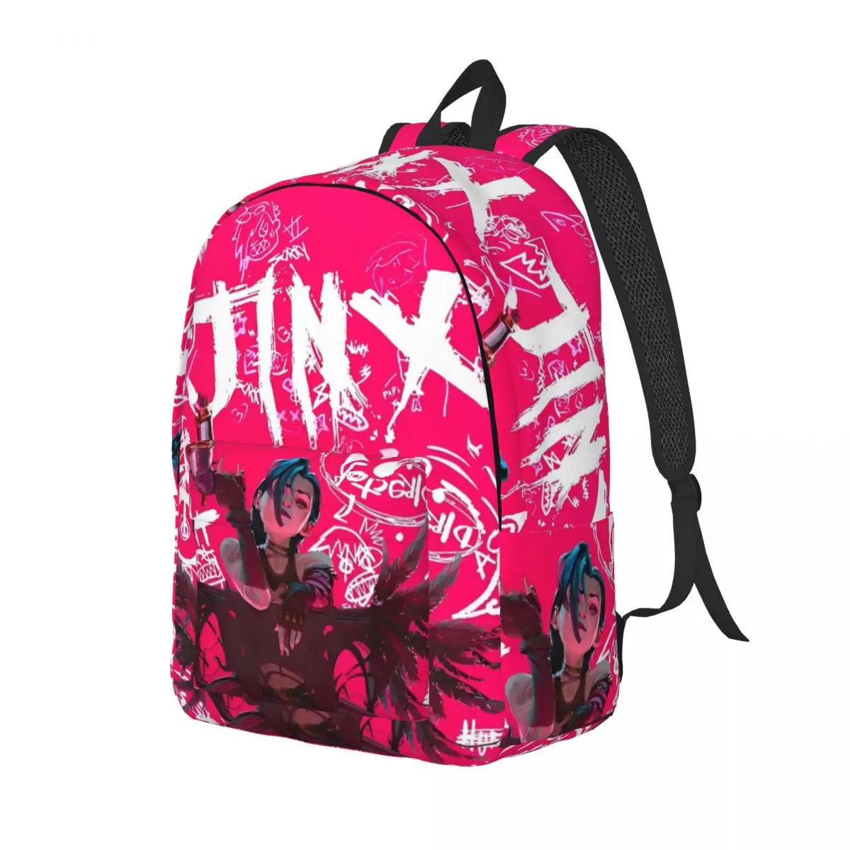 Jinx - Arcane Backpack for Men Women Fashion High School Hiking Travel Daypack Fantasy Animation College Canvas Bags Gift