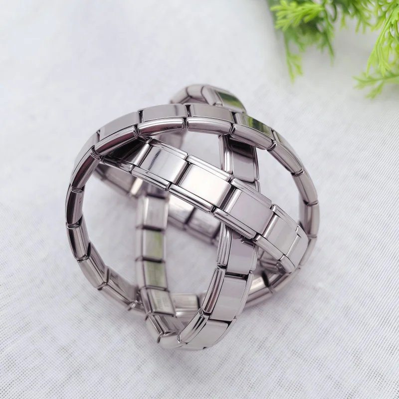Fashion Italian Charm Bracelet High Quality Stainless Steel 9mm Width Elastic Creative Bracelet Making DIY Women Bangle Jewelry