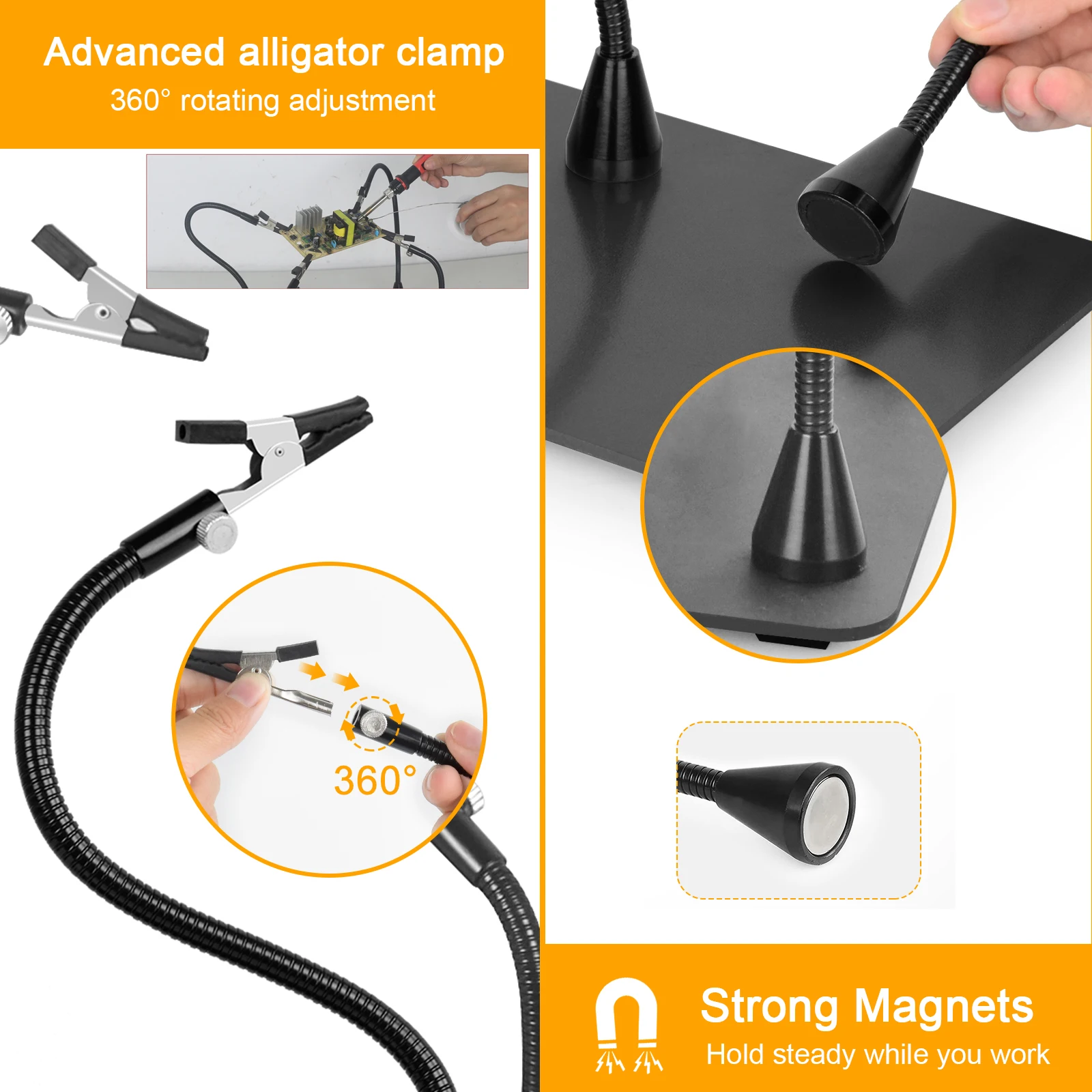 NEWACALOX Magnetic Base Soldering PCB Clip Welding Helping Hands PCB Fixture Clamp Third Hand Tools Soldering Repair Tool